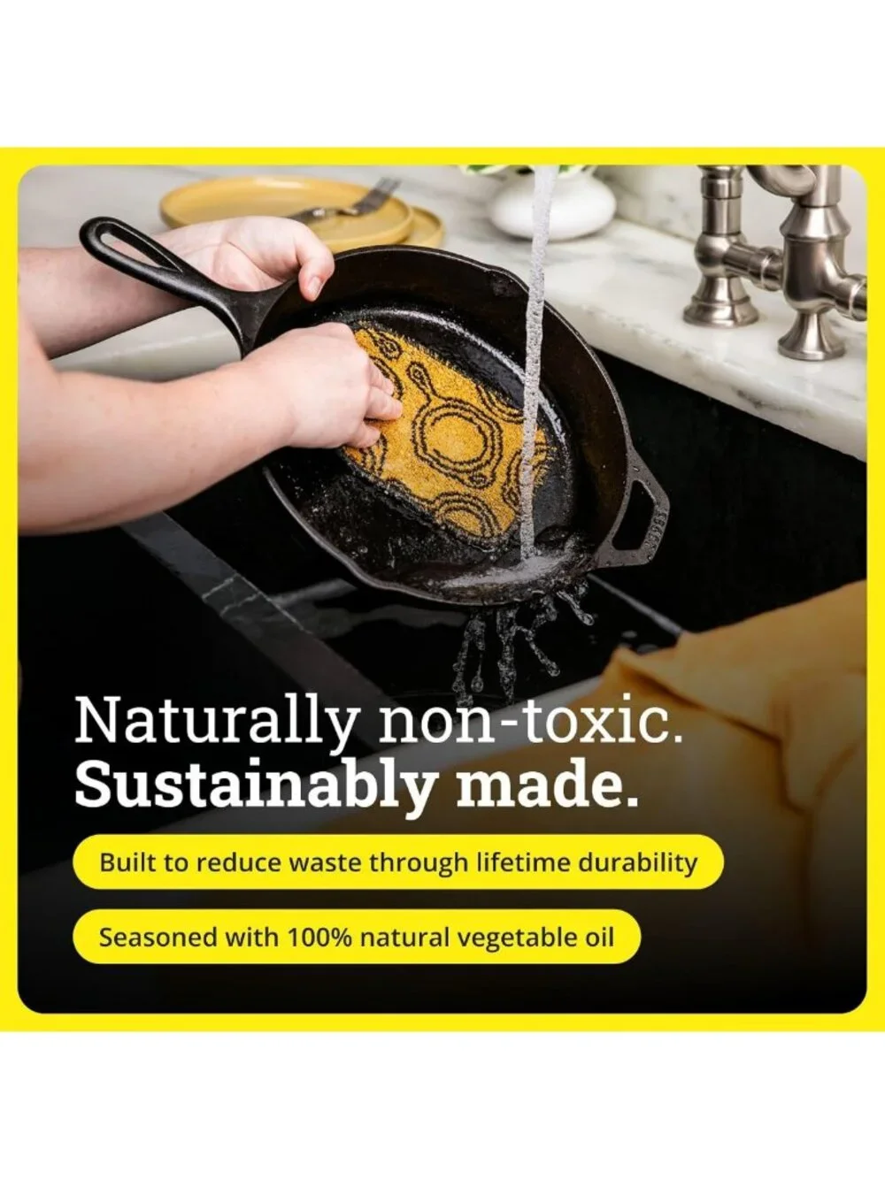 10.25” Seasoned Cast Iron Skillet - Non-Toxic, PFAS-Free, Naturally Non-Stick